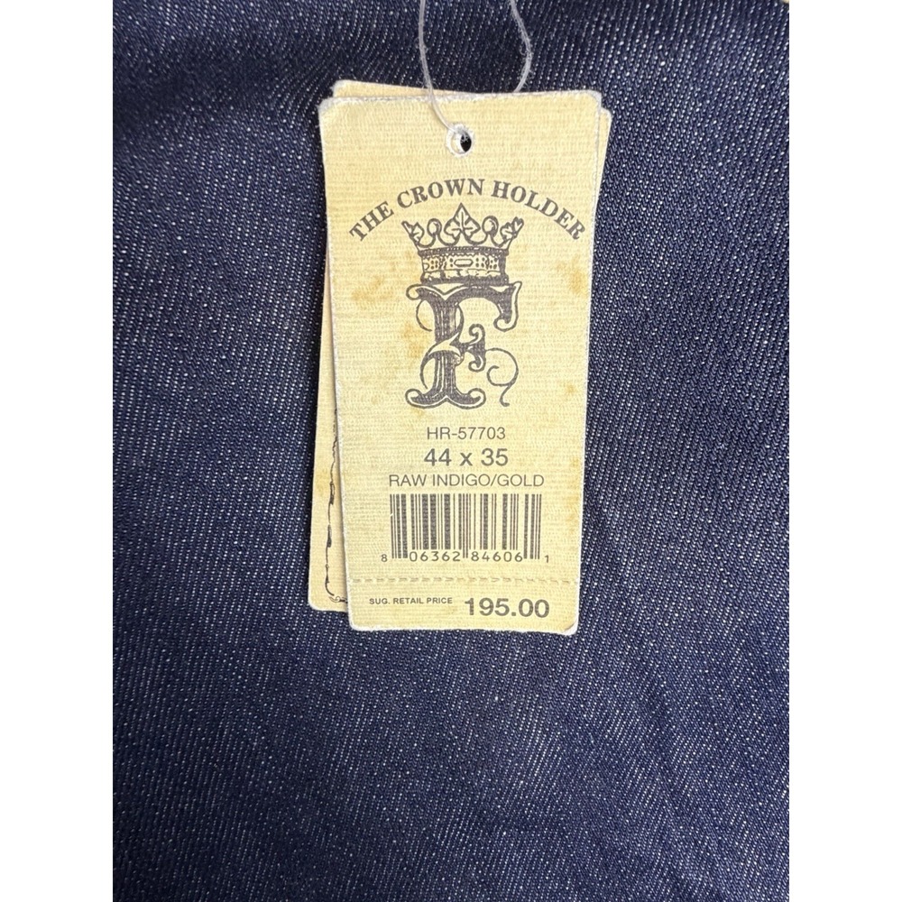 Crown Holder Men's Jeans 44x35 Embroidered Graphic Pockets Dark Wash Denim Flaw - Picture 6 of 13